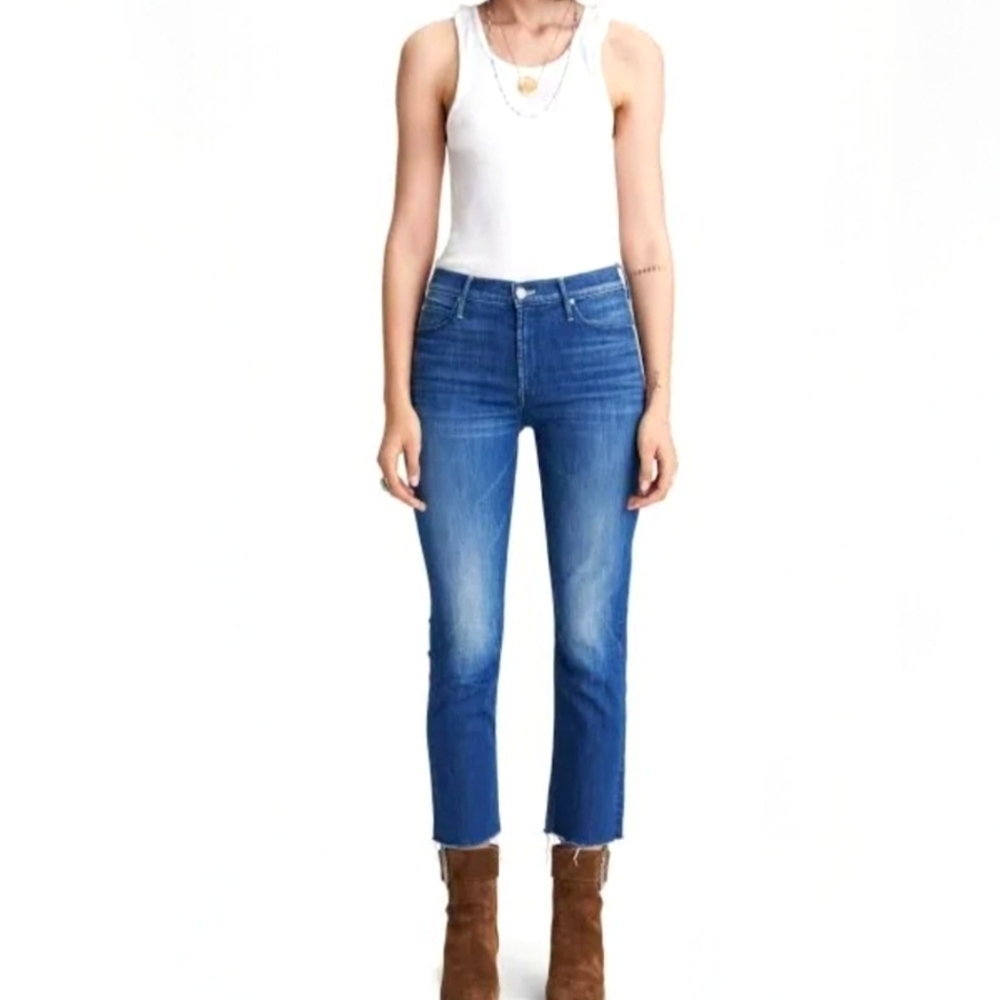 MOTHER Squeeze It The Mid-Rise Dazzler Crop Fray 27